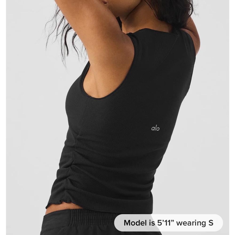 Alo yoga Ribbed En Pointe Tank XS Black